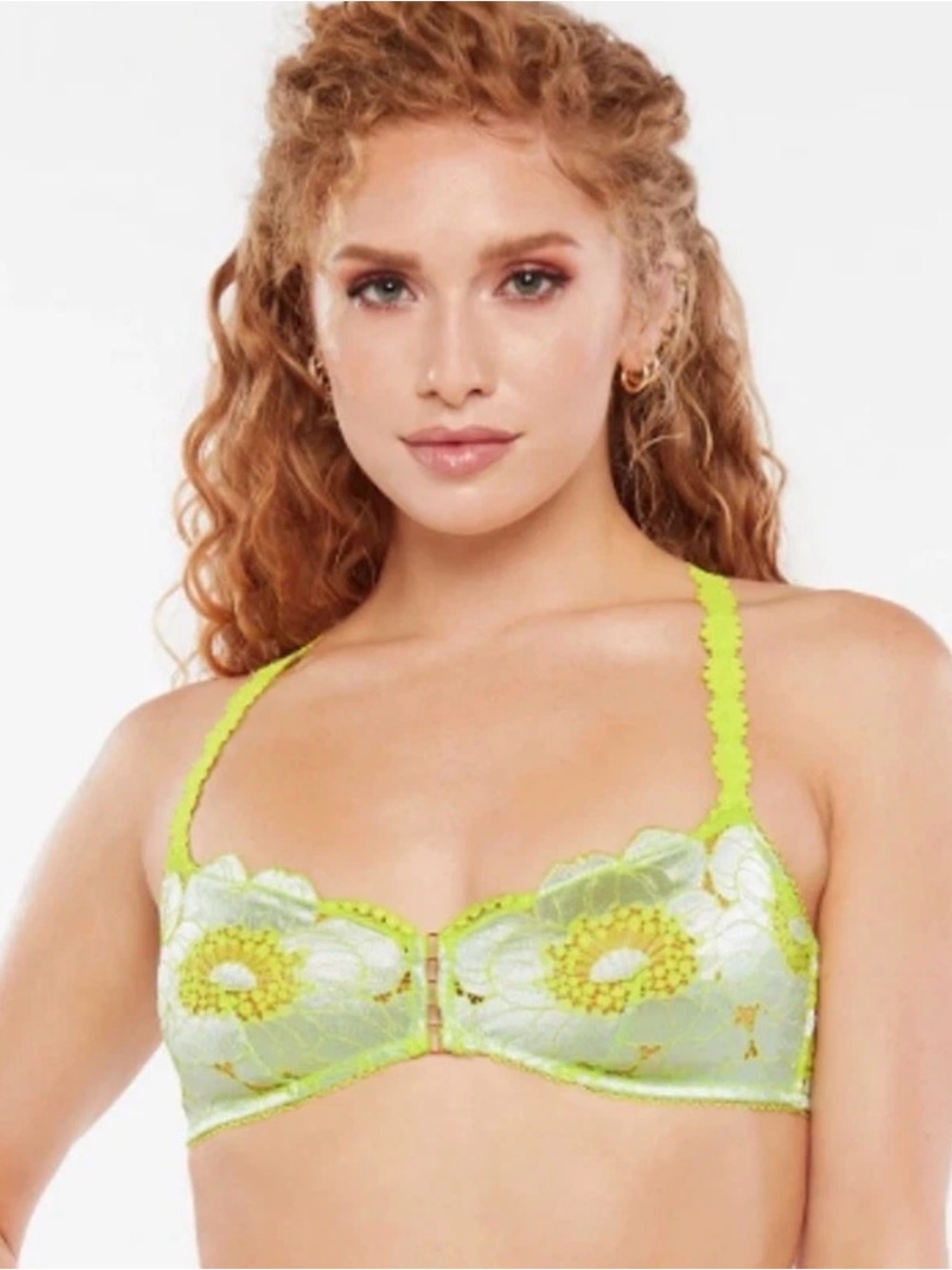 NWOT - Savage X Fenty Lace Floral Underwire Bralette in Lime Green - Size Large